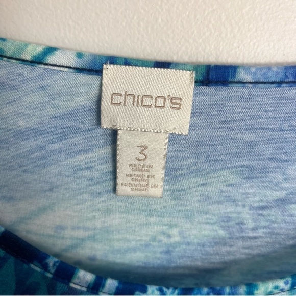 NWT Chico's blue paisly print t-shirt size xl 3 1723 - Picture 2 of 3